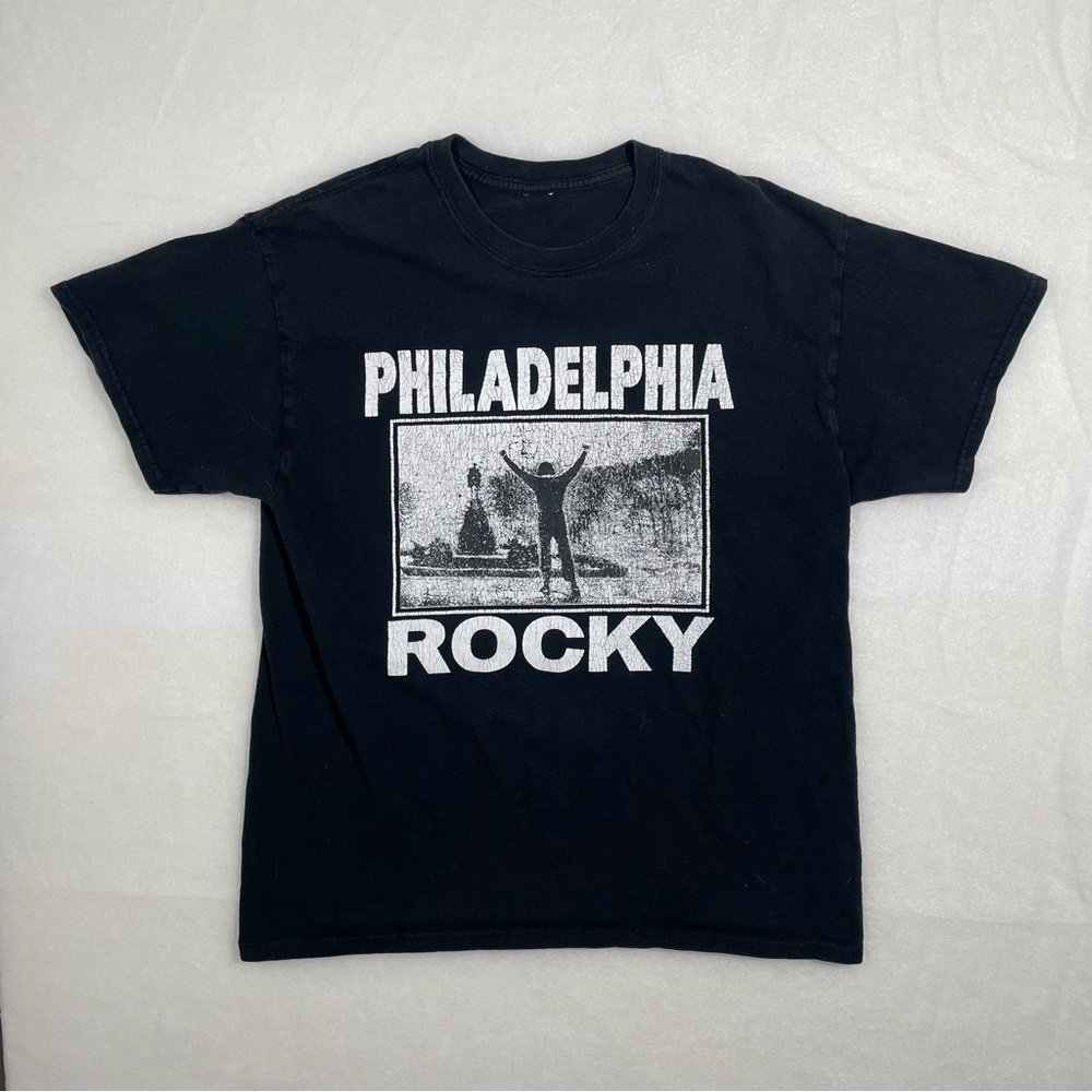 Black Philadelphia Rocky Movie Graphic T-Shirt